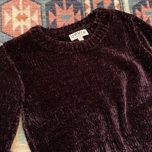 Orvis fuzzy purple sweater
